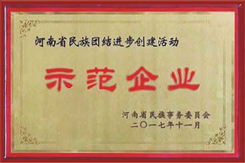 河南省民族團(tuán)結(jié)進(jìn)步創(chuàng)建活動(dòng)示范企業(yè)